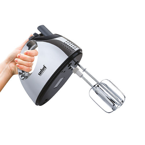 Sanford Stand Mixer SF1355SM - Black/SilverKitchen Appliances2 in 1 Operation, Stand Mixer with Detachable Hand Mixer. 5 Speed Control with Turbo. Durable Body with Chrome Finish. 100% Copper Motor, 400 Watts Power. Removable Stainless Steel Rotatig Bowl